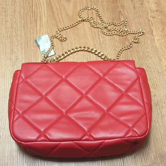 Badgley Mischka - Red Small Quilted Turnlock Crossbody Convertible Hand NWT - Picture 2 of 9